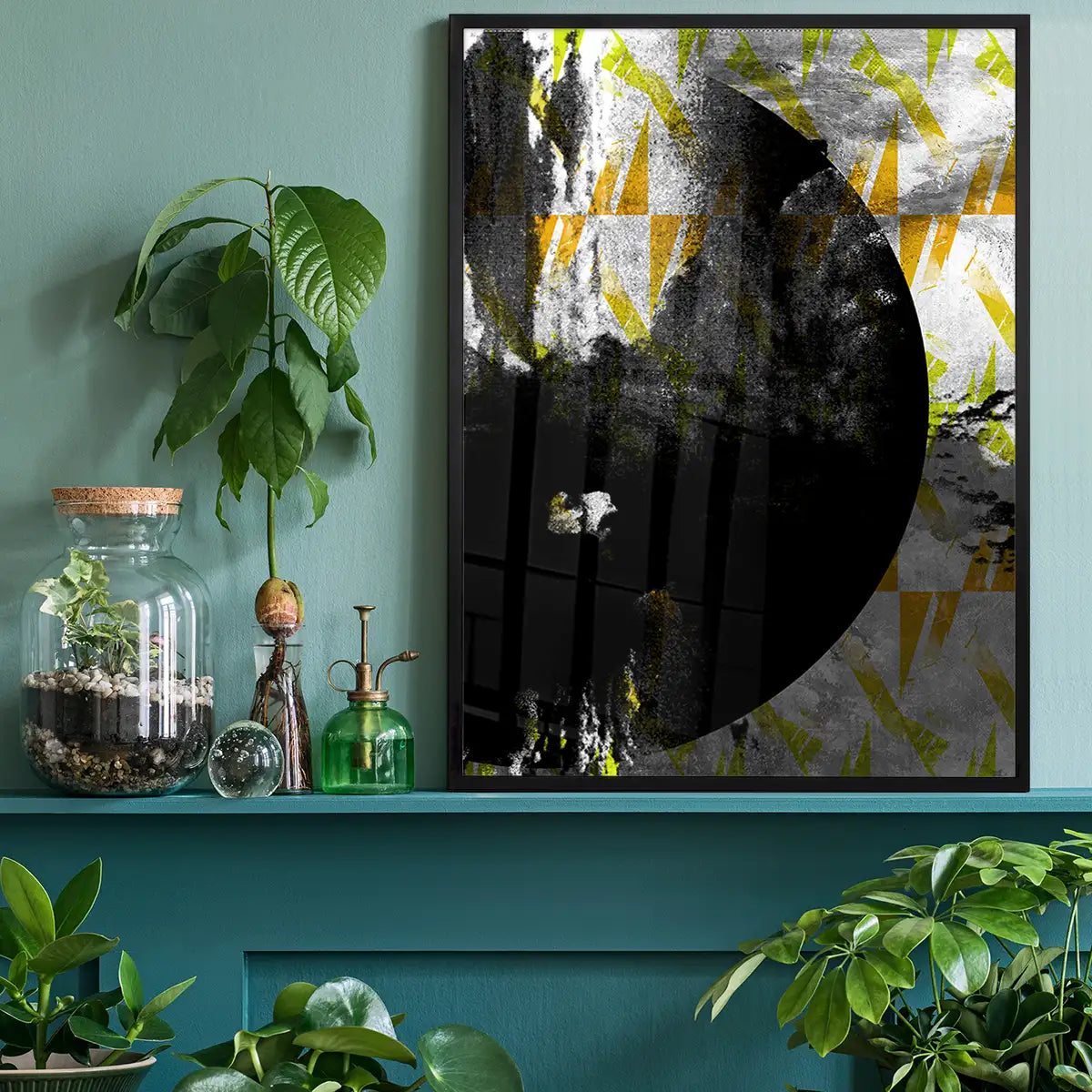 Geometric Moon Yellow Print