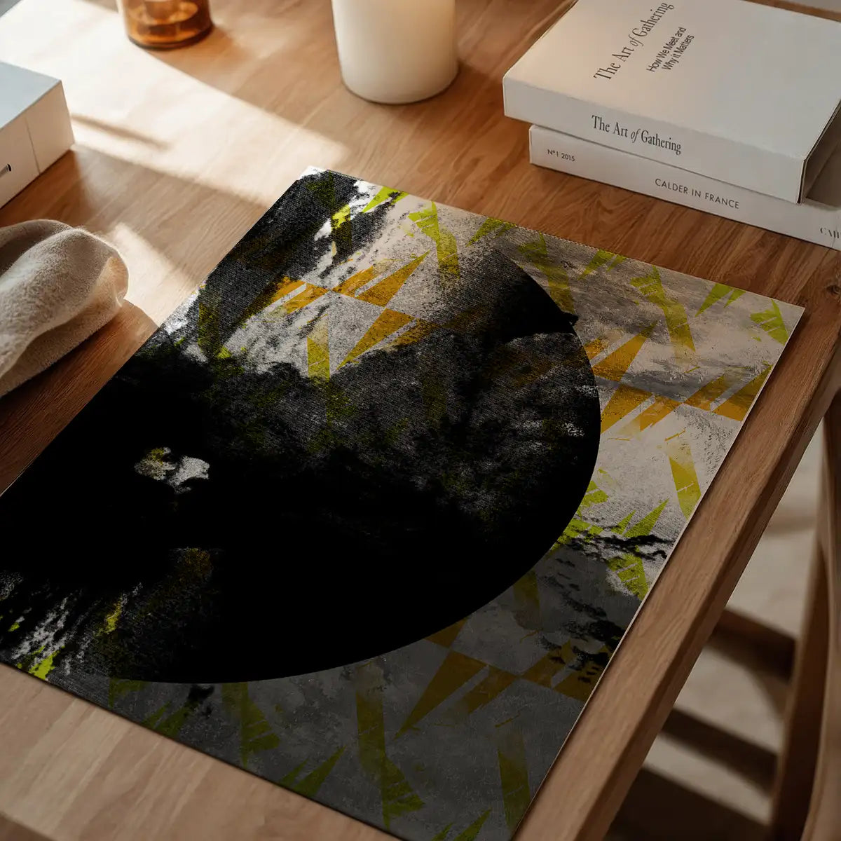 Geometric Moon Yellow Print