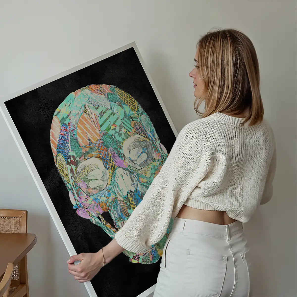 Geometric Pastel Pattern Skull Print