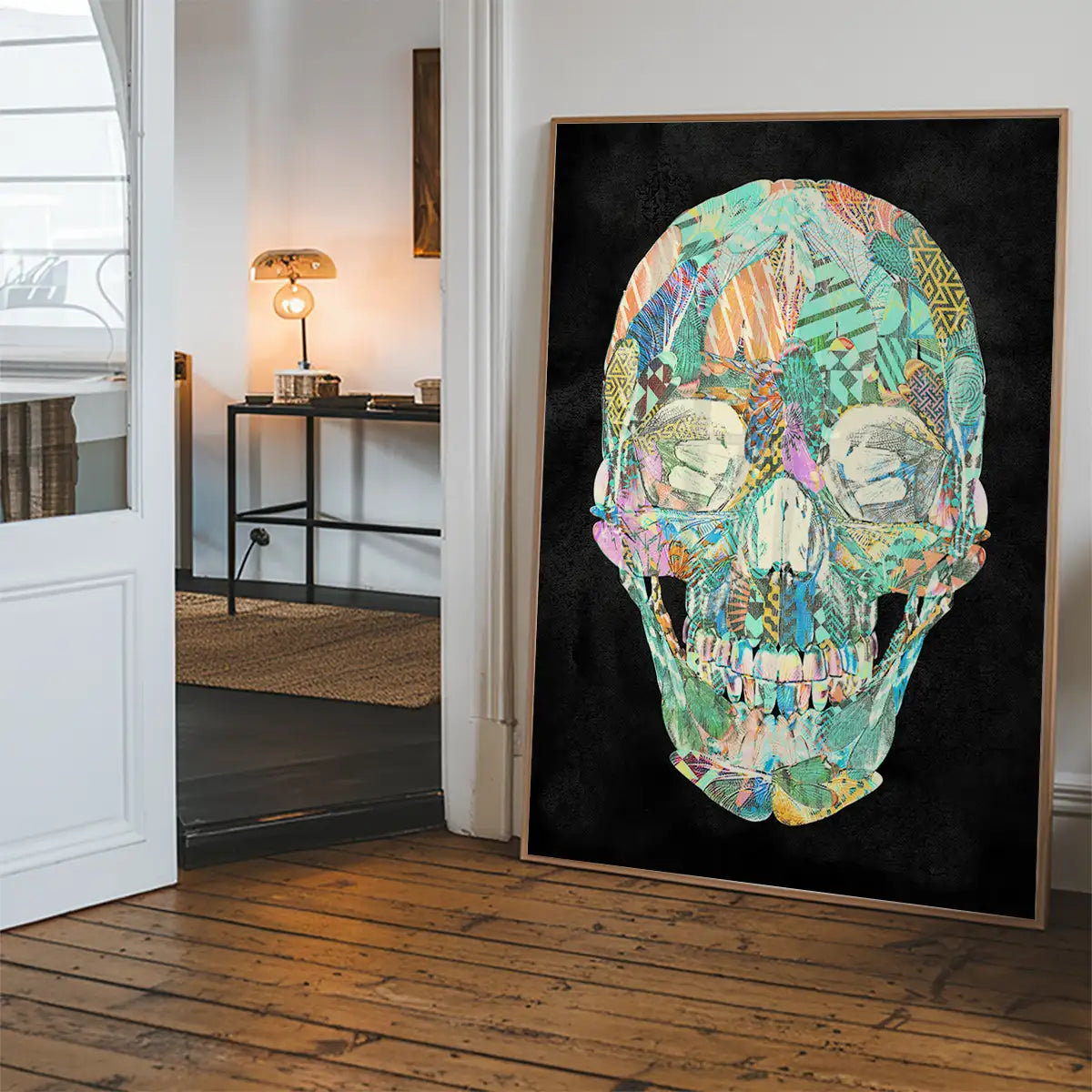 Geometric Pastel Pattern Skull Print