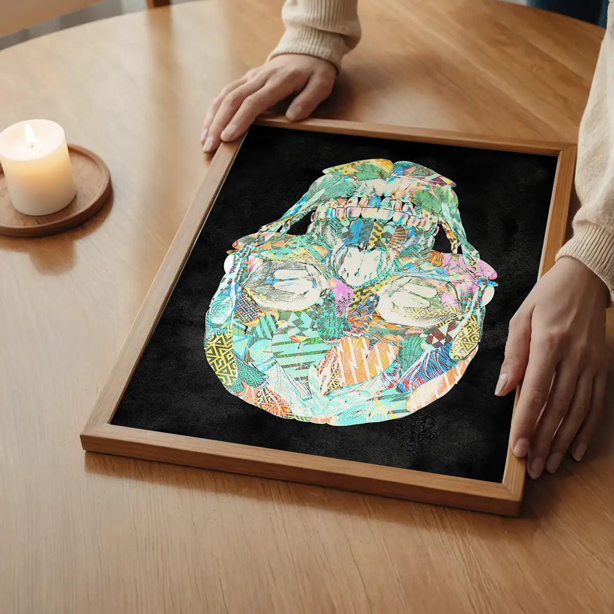 Geometric Pastel Pattern Skull Print