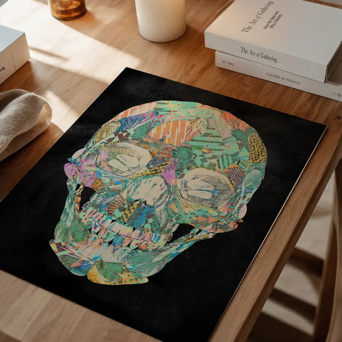 Geometric Pastel Pattern Skull Print