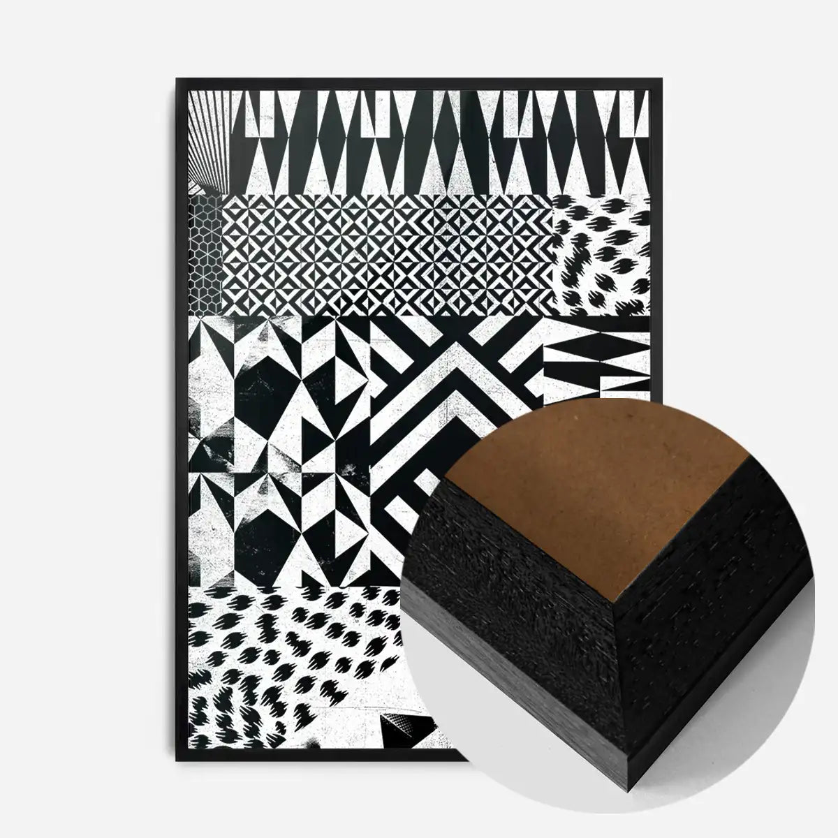 Geometric Segments Black and White Print