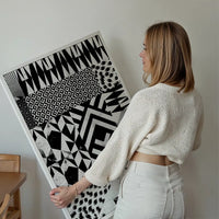 Geometric Segments Black and White Print