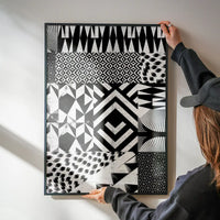 Geometric Segments Black and White Print