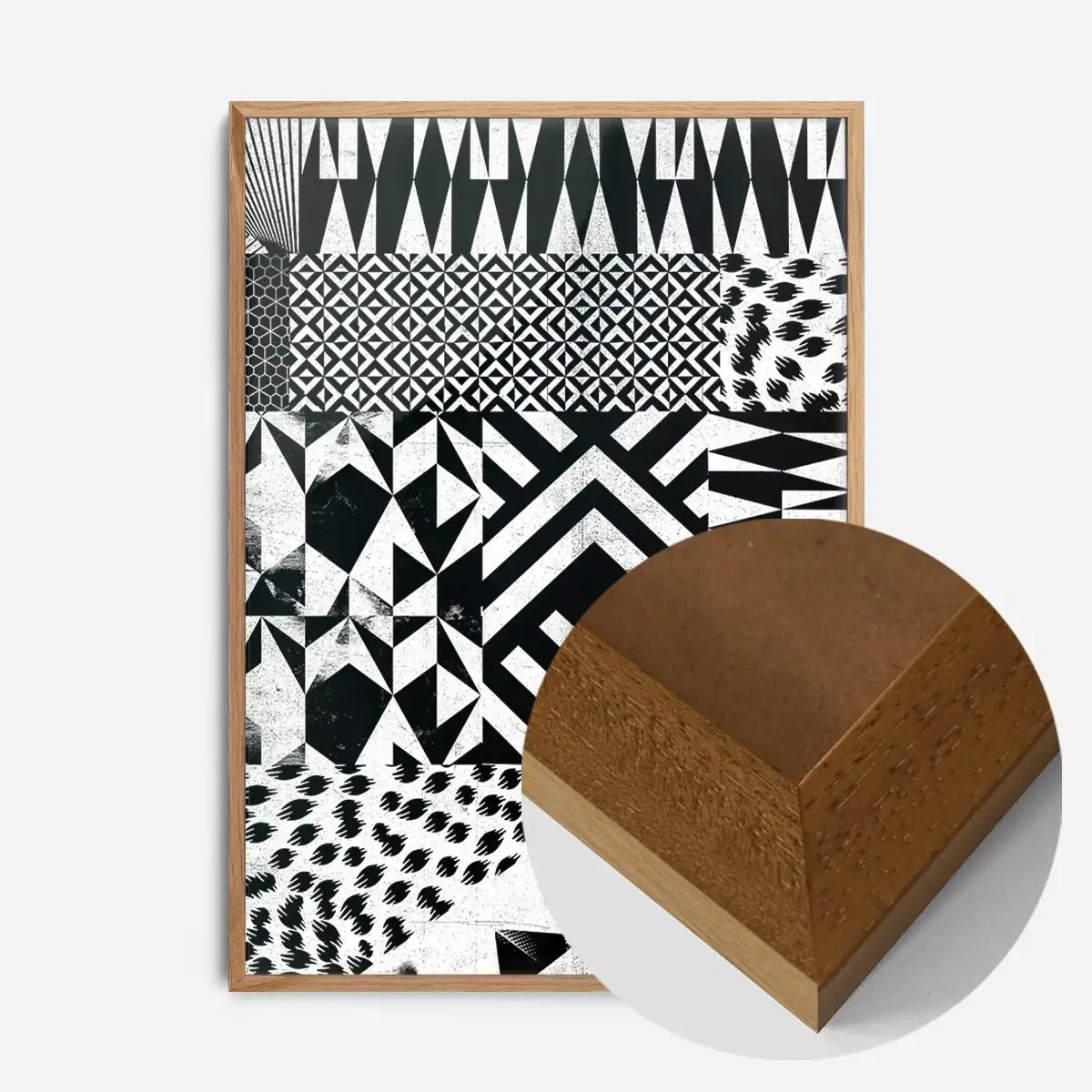 Geometric Segments Black and White Print