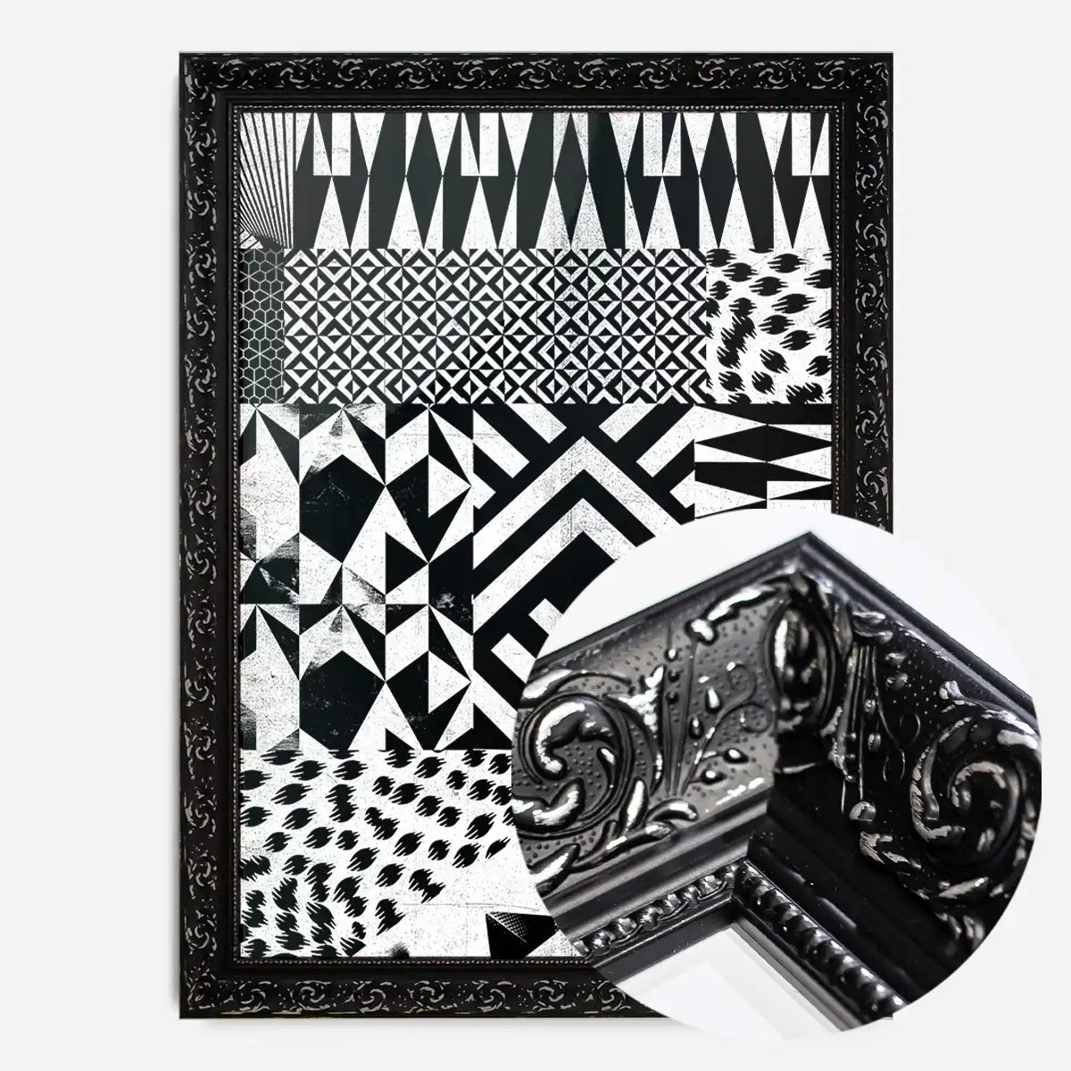 Geometric Segments Black and White Print