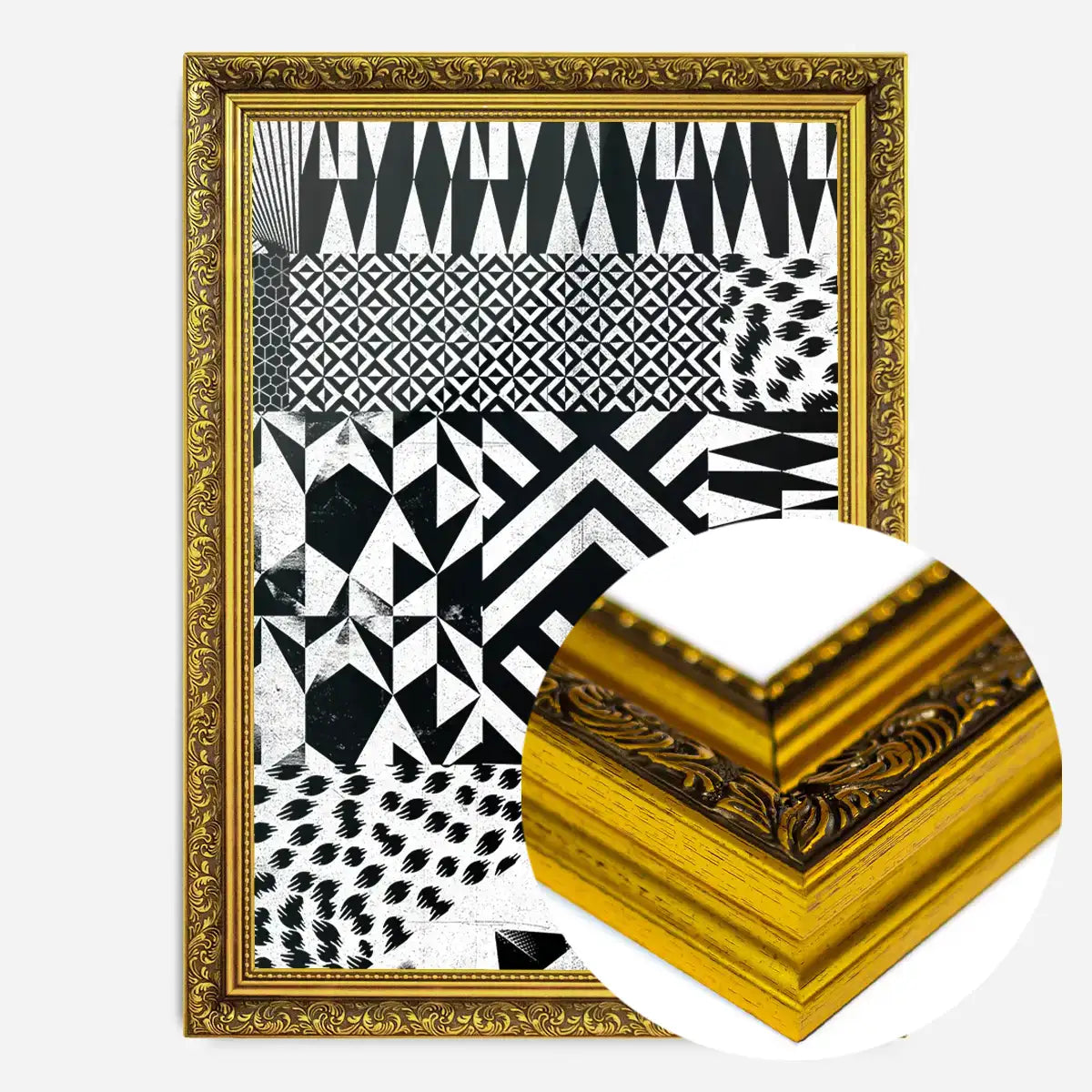 Geometric Segments Black and White Print