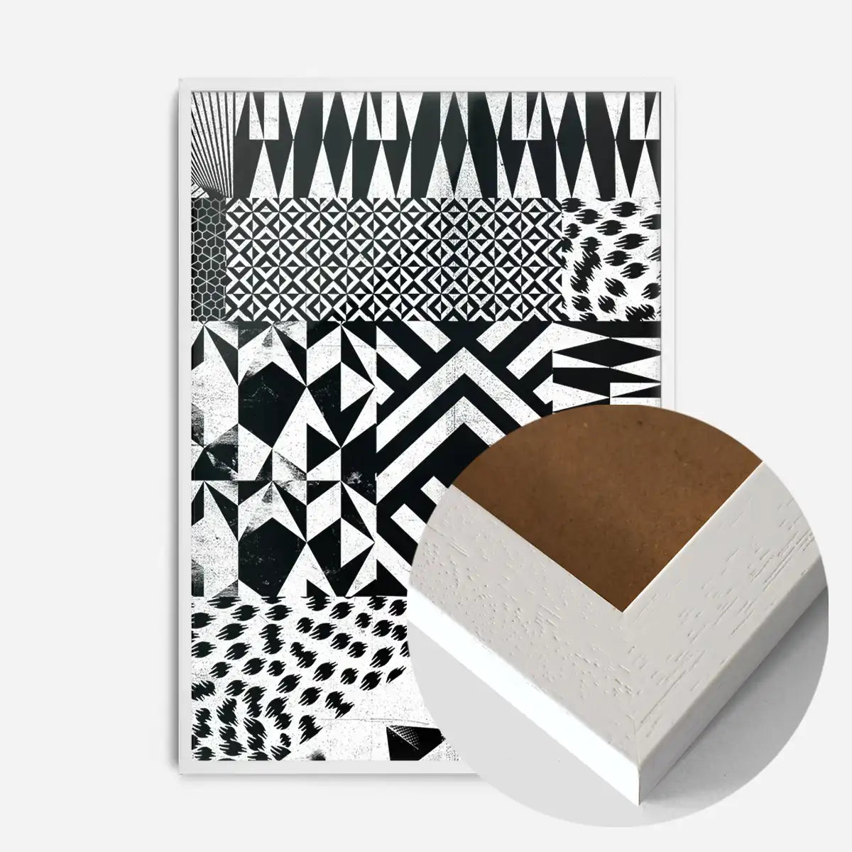 Geometric Segments Black and White Print