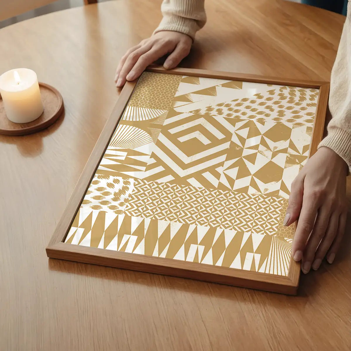 Geometric Segments Gold Print