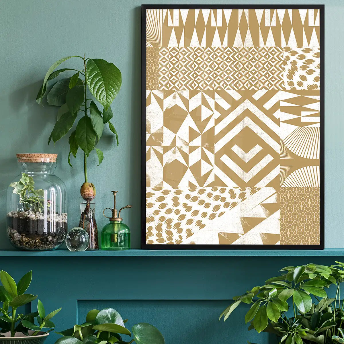 Geometric Segments Gold Print