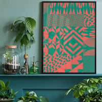 Geometric Segments Pink & Green Print