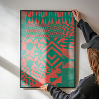 Geometric Segments Pink & Green Print