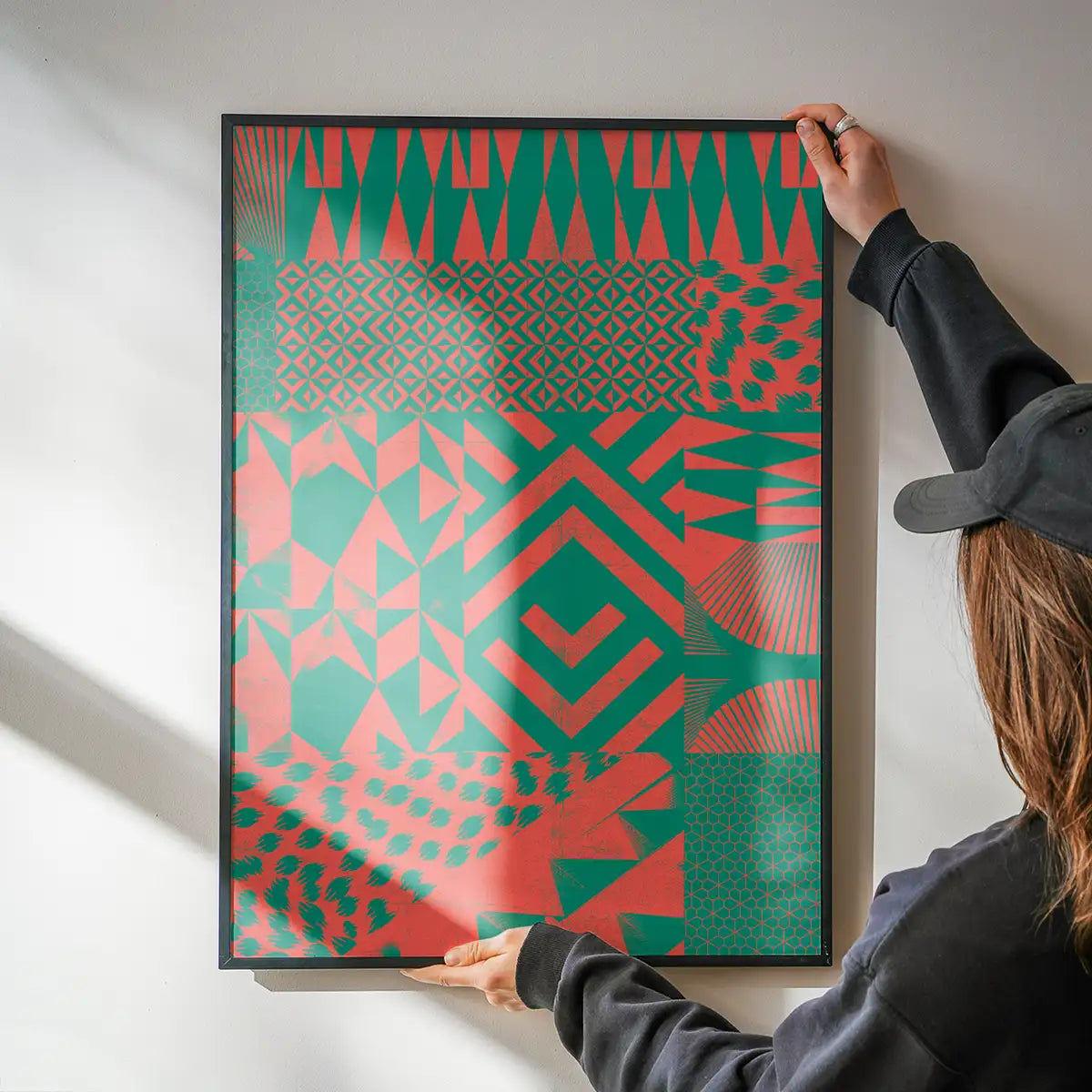 Geometric Segments Pink & Green Print