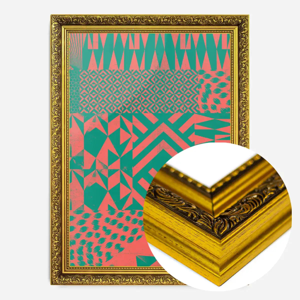 Geometric Segments Pink & Green Print