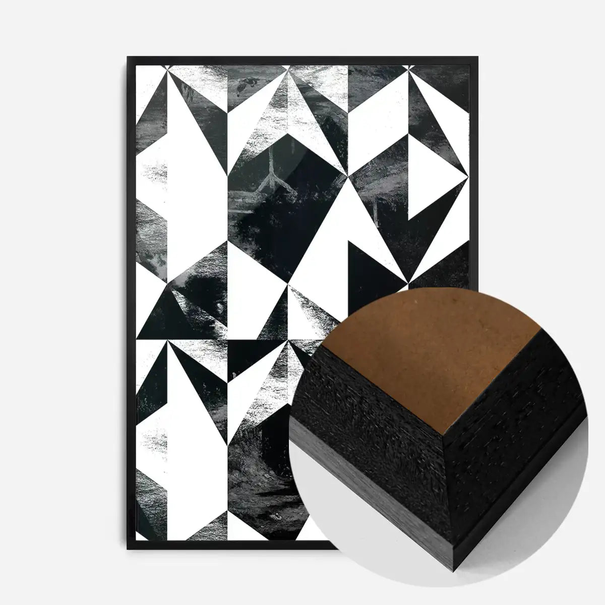 Geometric Triangles Black and White Print