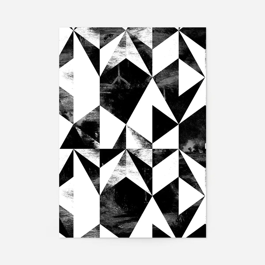Geometric Triangles White Print