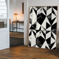 Geometric Triangles Black and White Print