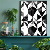 Geometric Triangles Black and White Print