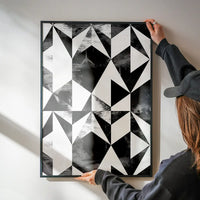 Geometric Triangles Black and White Print