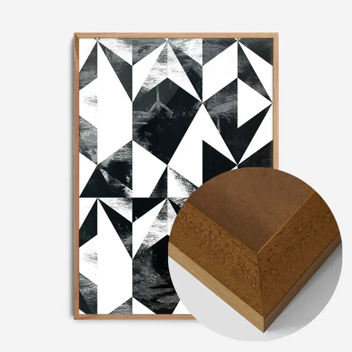 Geometric Triangles Black and White Print