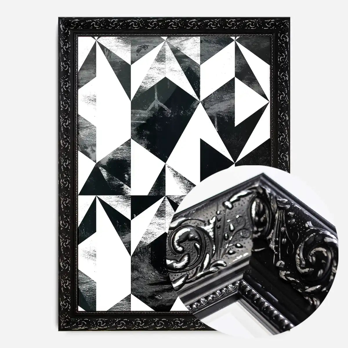 Geometric Triangles Black and White Print