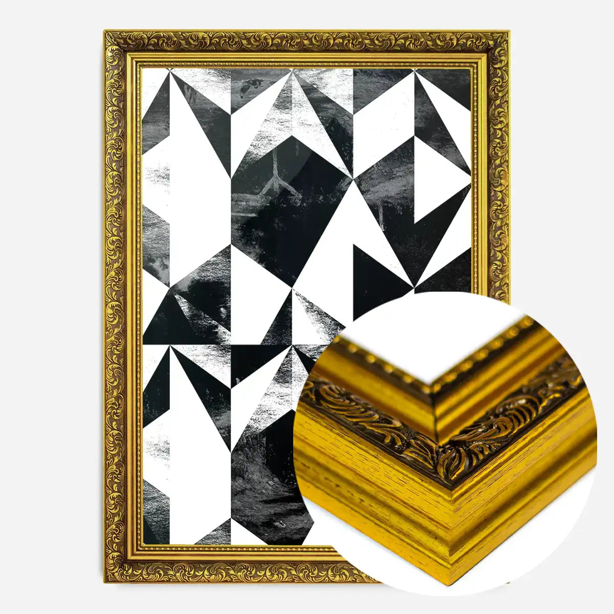 Geometric Triangles Black and White Print