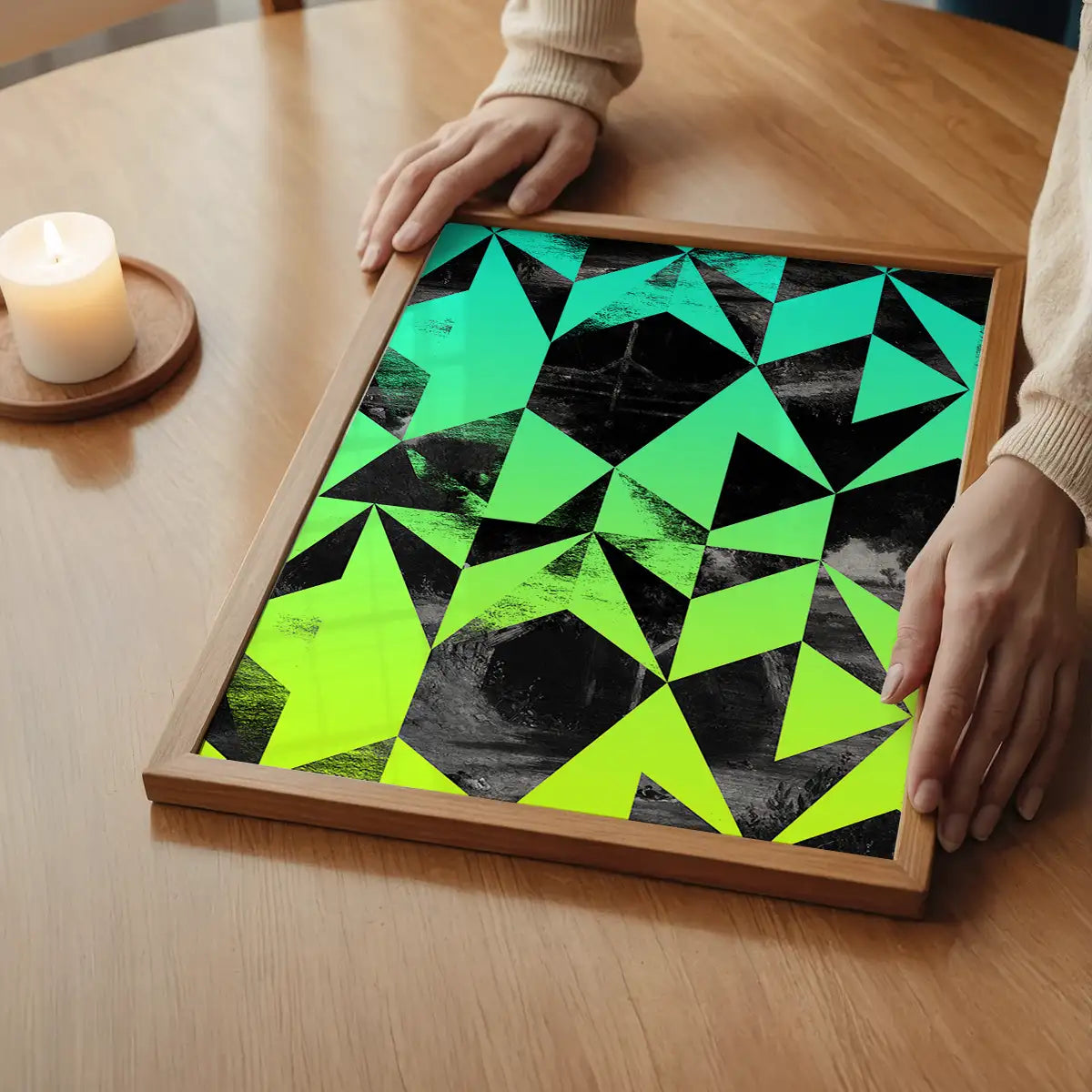 Geometric Triangles Green Print