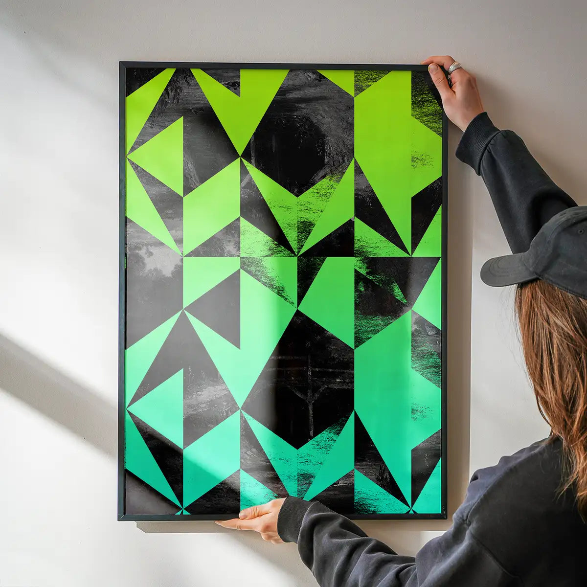 Geometric Triangles Green Print