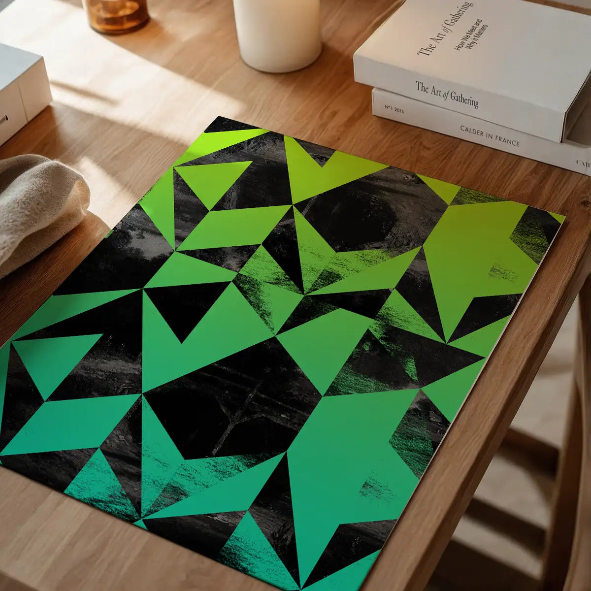 Geometric Triangles Green Print
