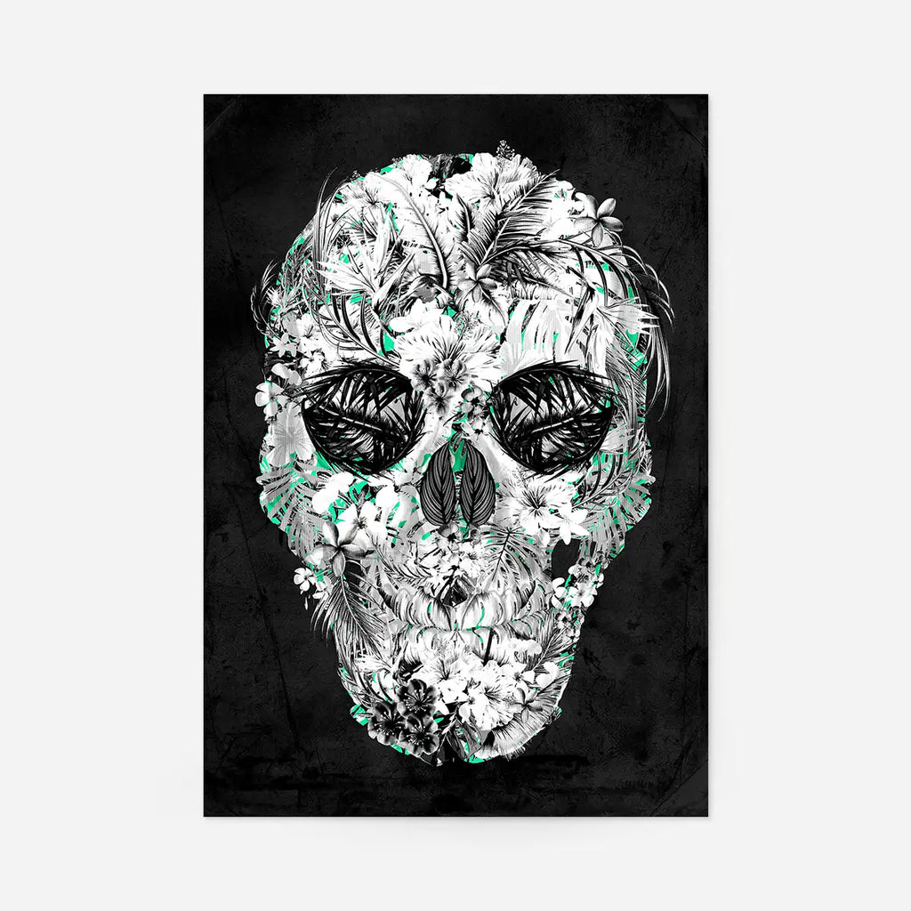 Tropical Skull White Print