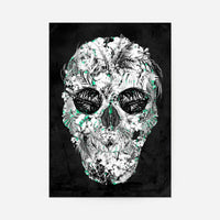 Tropical Skull Black and White Print