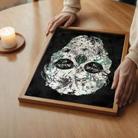 Tropical Skull Black and White Print