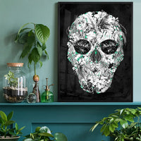 Tropical Skull Black and White Print