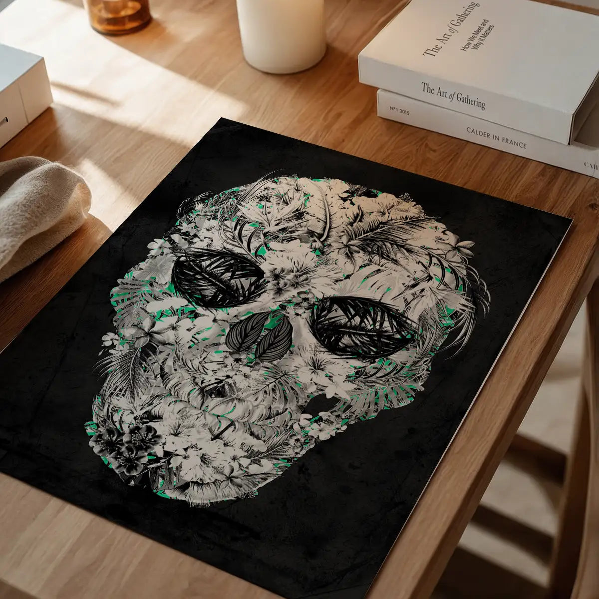Tropical Skull Black and White Print