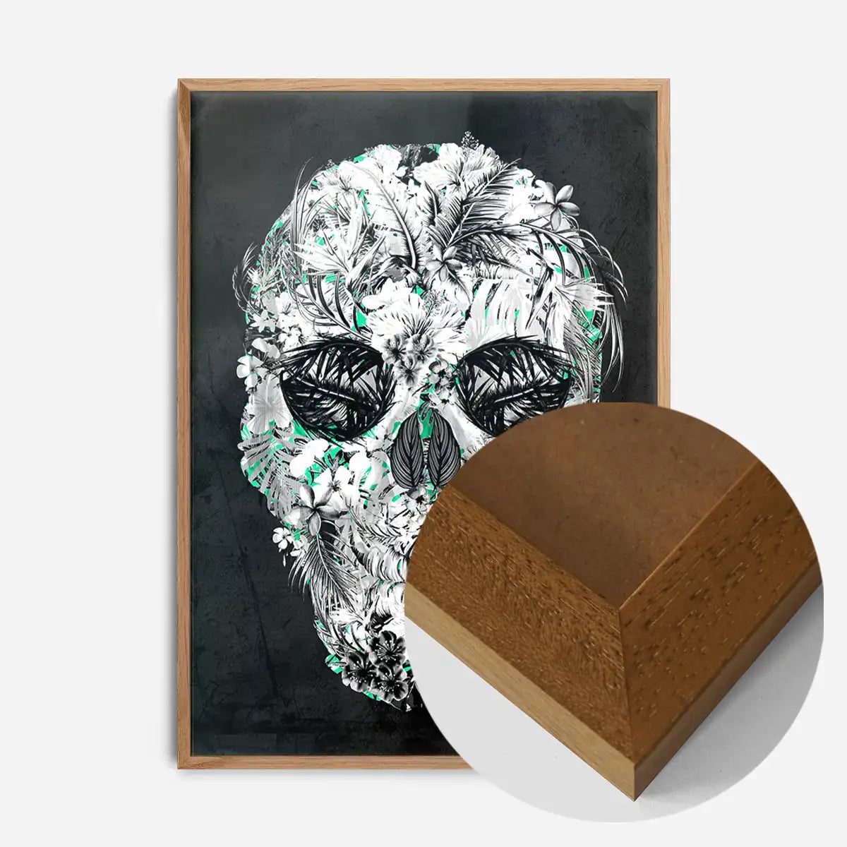 Tropical Skull Black and White Print