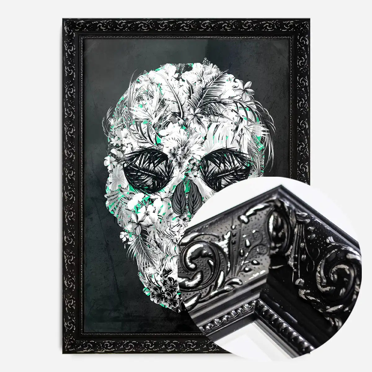 Tropical Skull Black and White Print