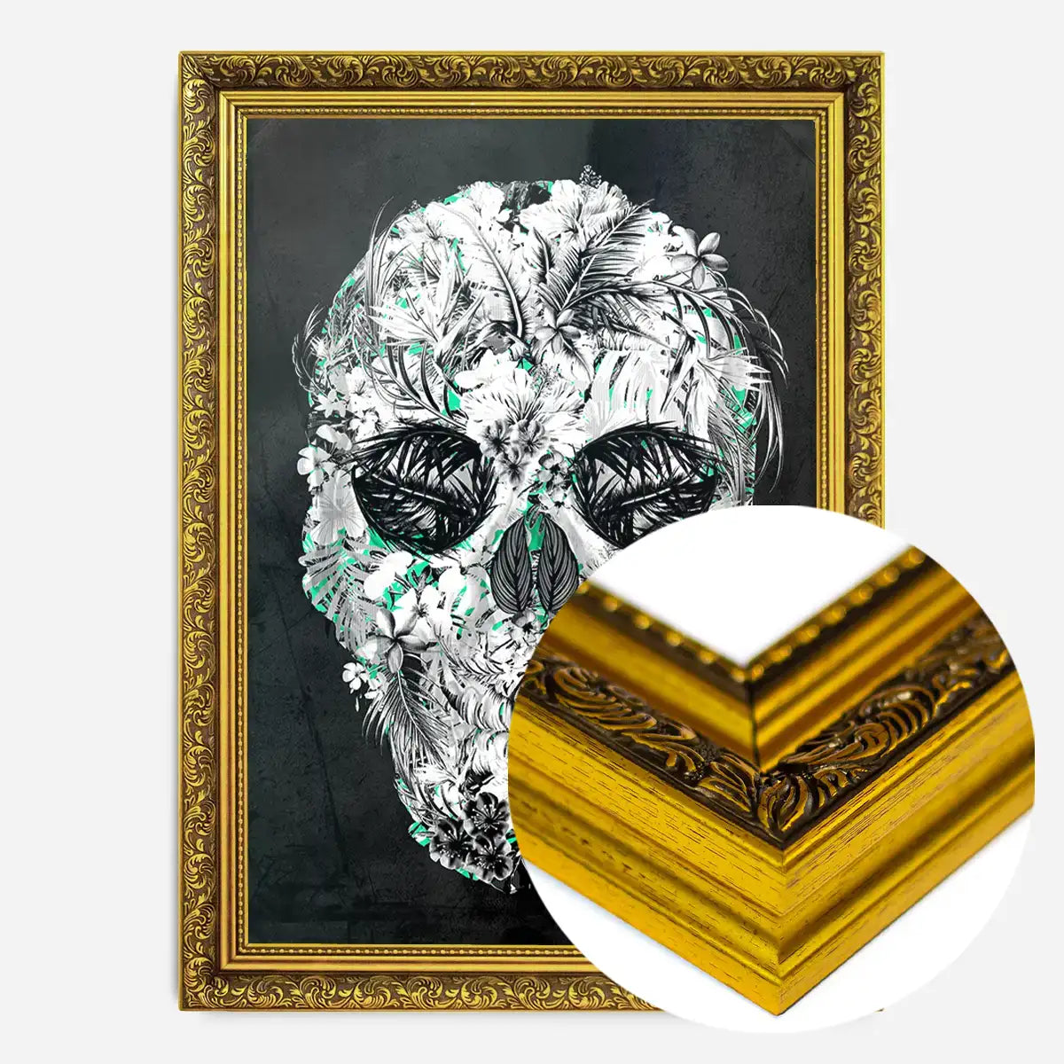 Tropical Skull Black and White Print