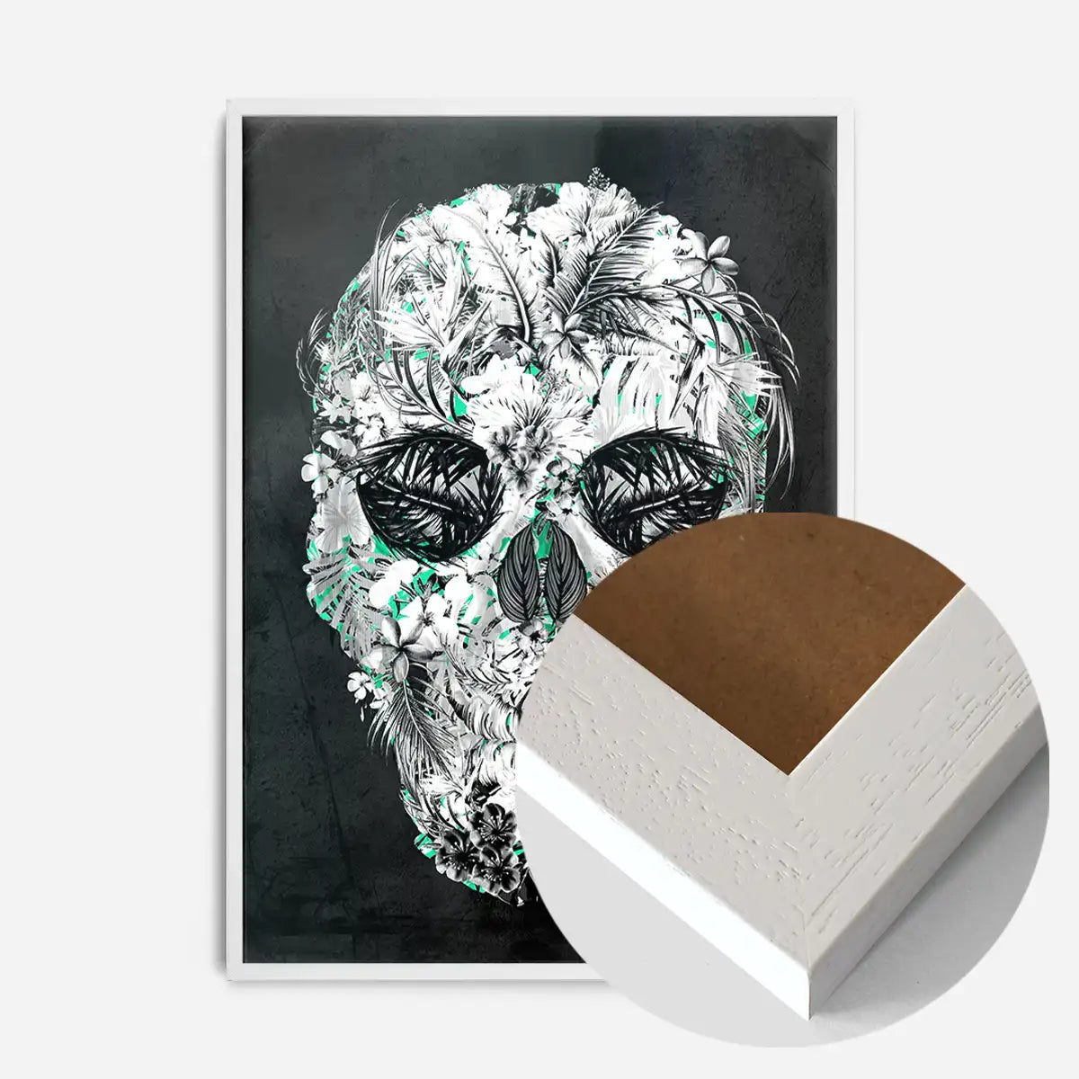 Tropical Skull Black and White Print