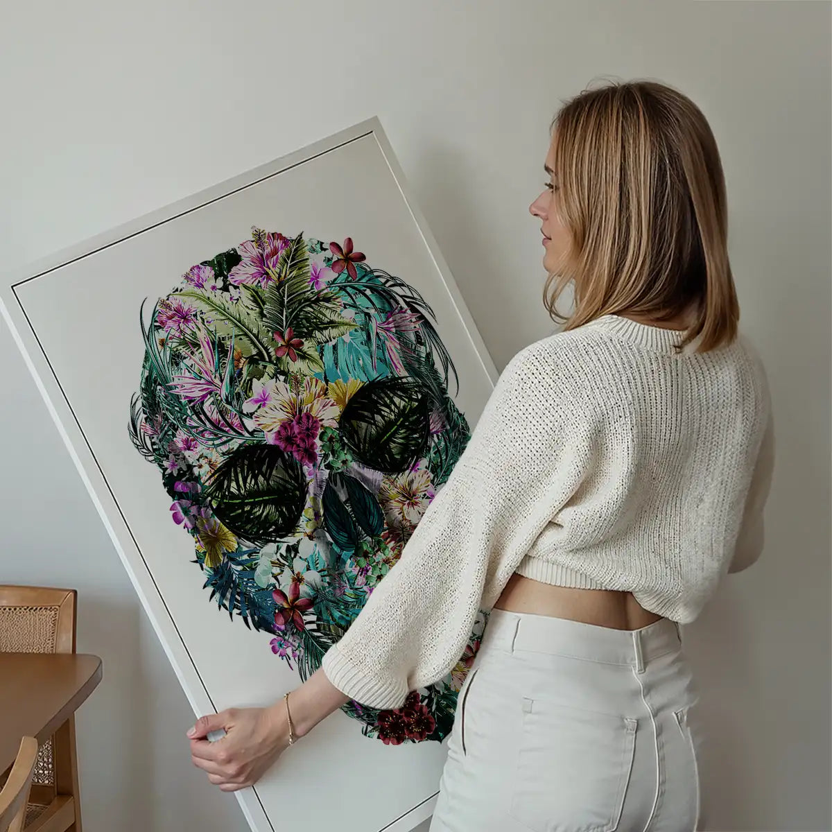 Tropical Skull White Print