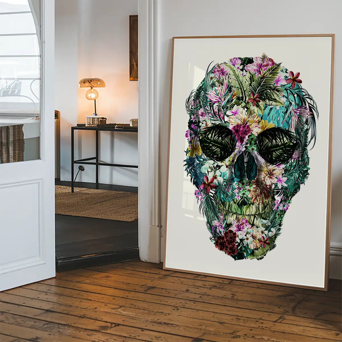 Tropical Skull White Print