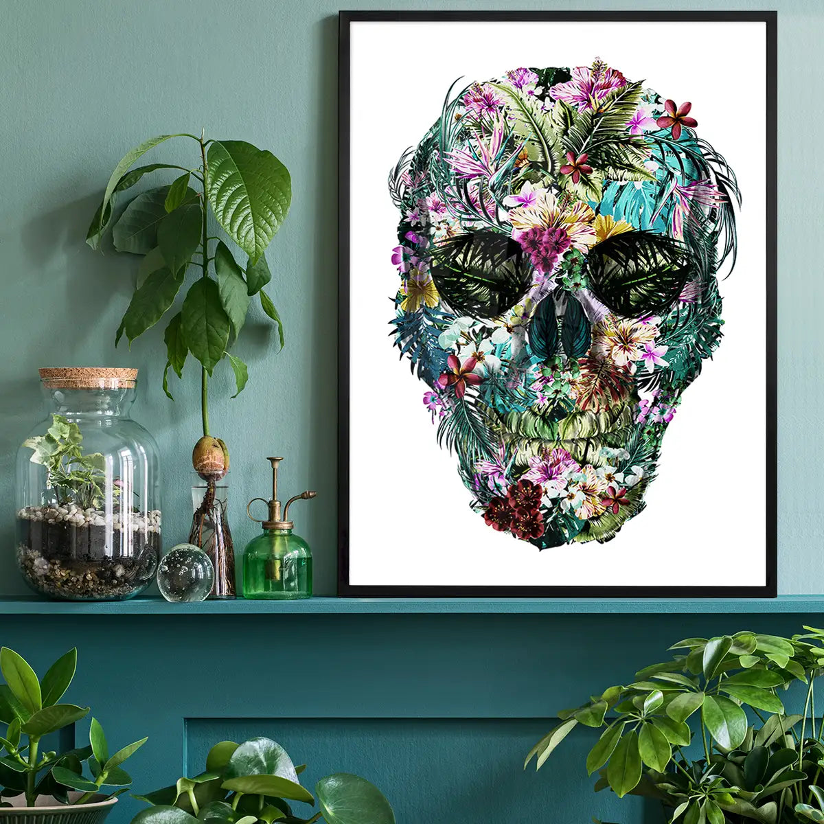 Tropical Skull White Print