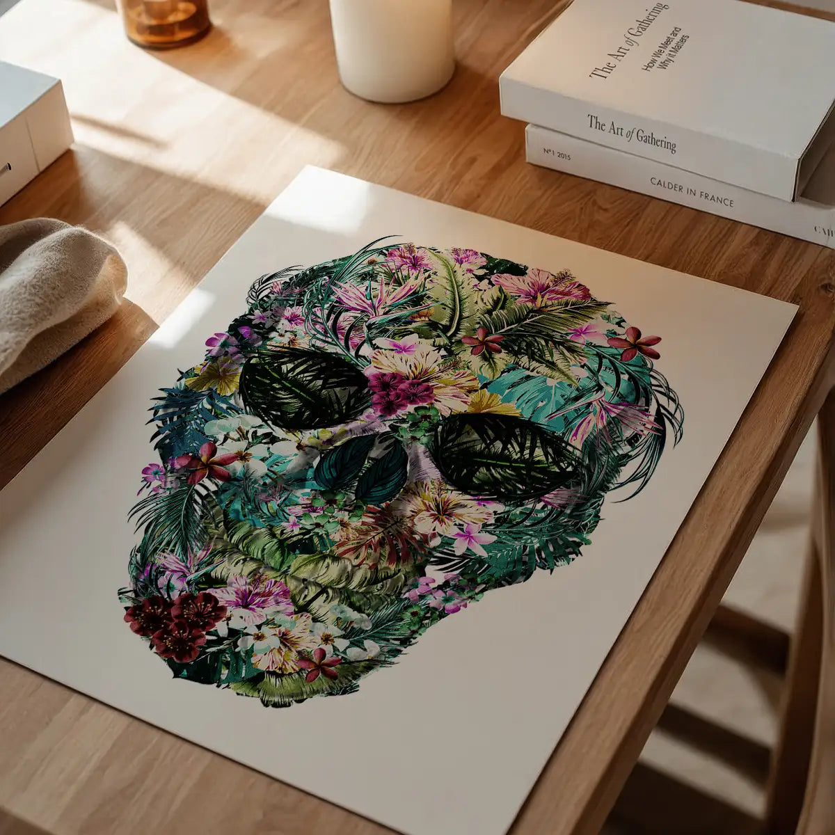 Tropical Skull White Print