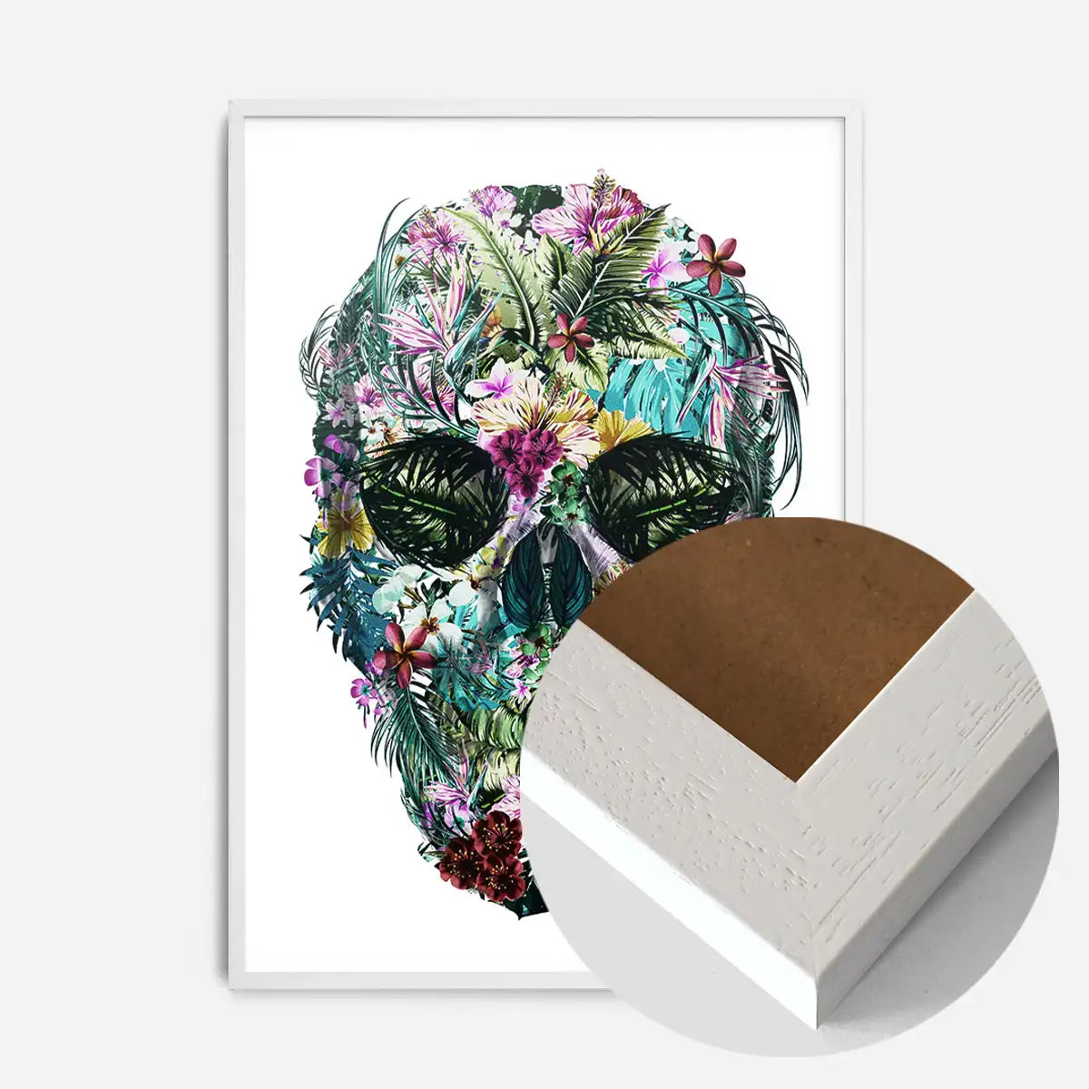 Tropical Skull White Print