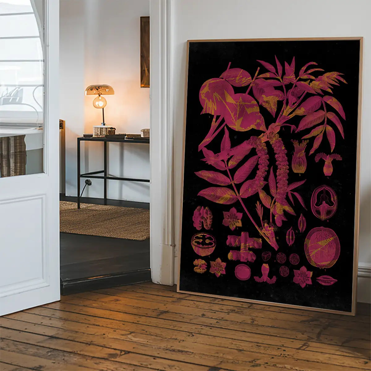 Vintage Walnut Botanical Black Print