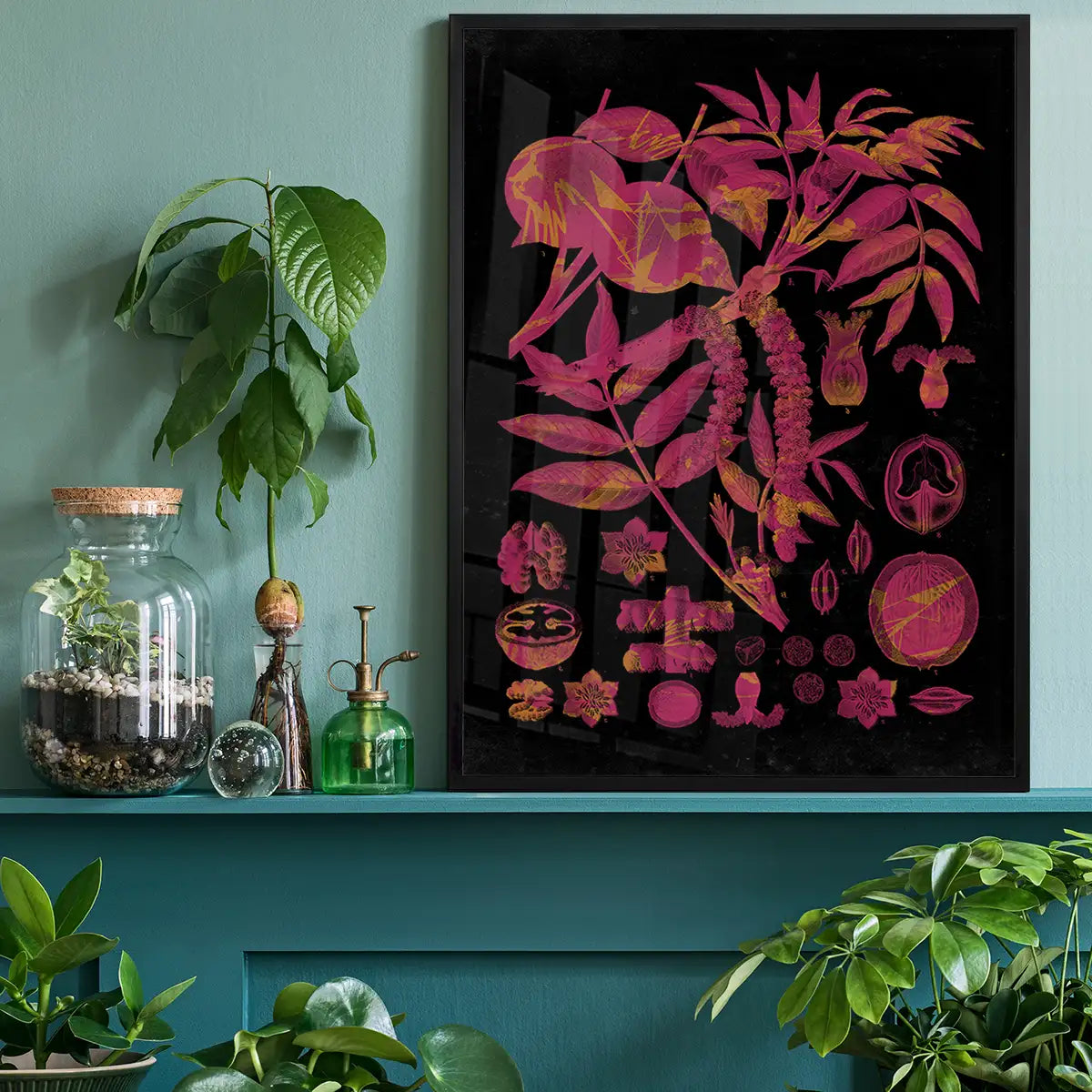 Vintage Walnut Botanical Black Print