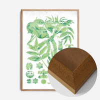Vintage Walnut Botanical Green Print
