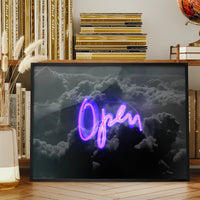 Open Clouds Purple Neon Print