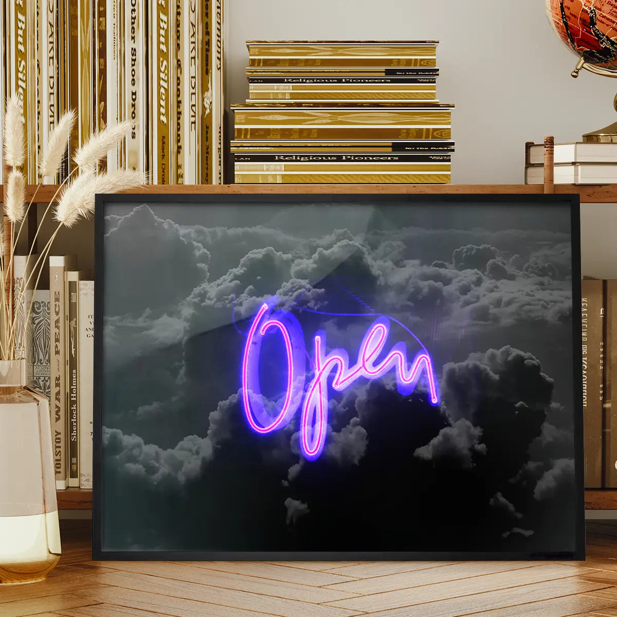 Open Clouds Purple Neon Print