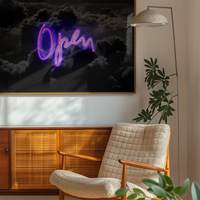 Open Clouds Purple Neon Print